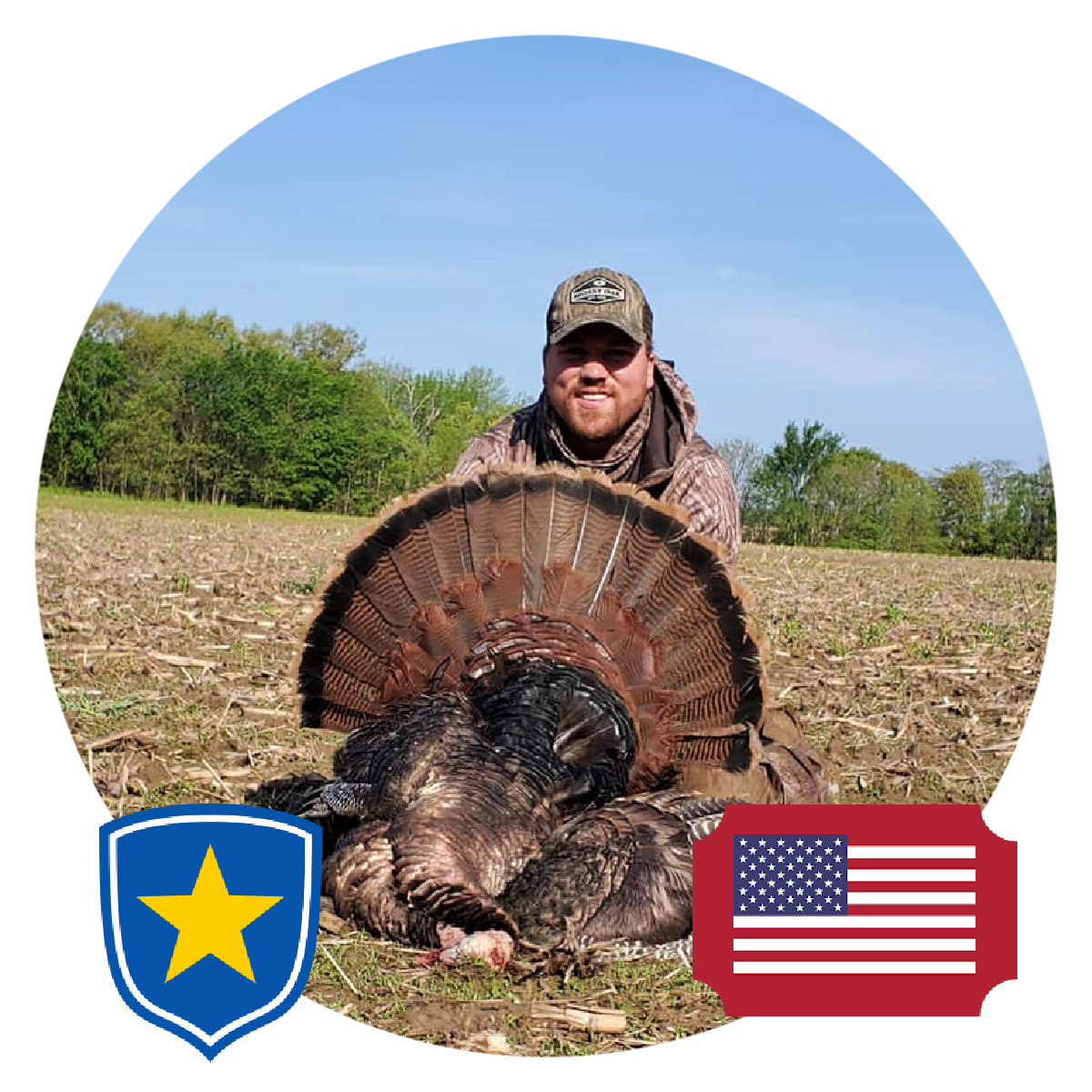 Hunter pictured at sunrise over decoys during a Maryland duck hunt.